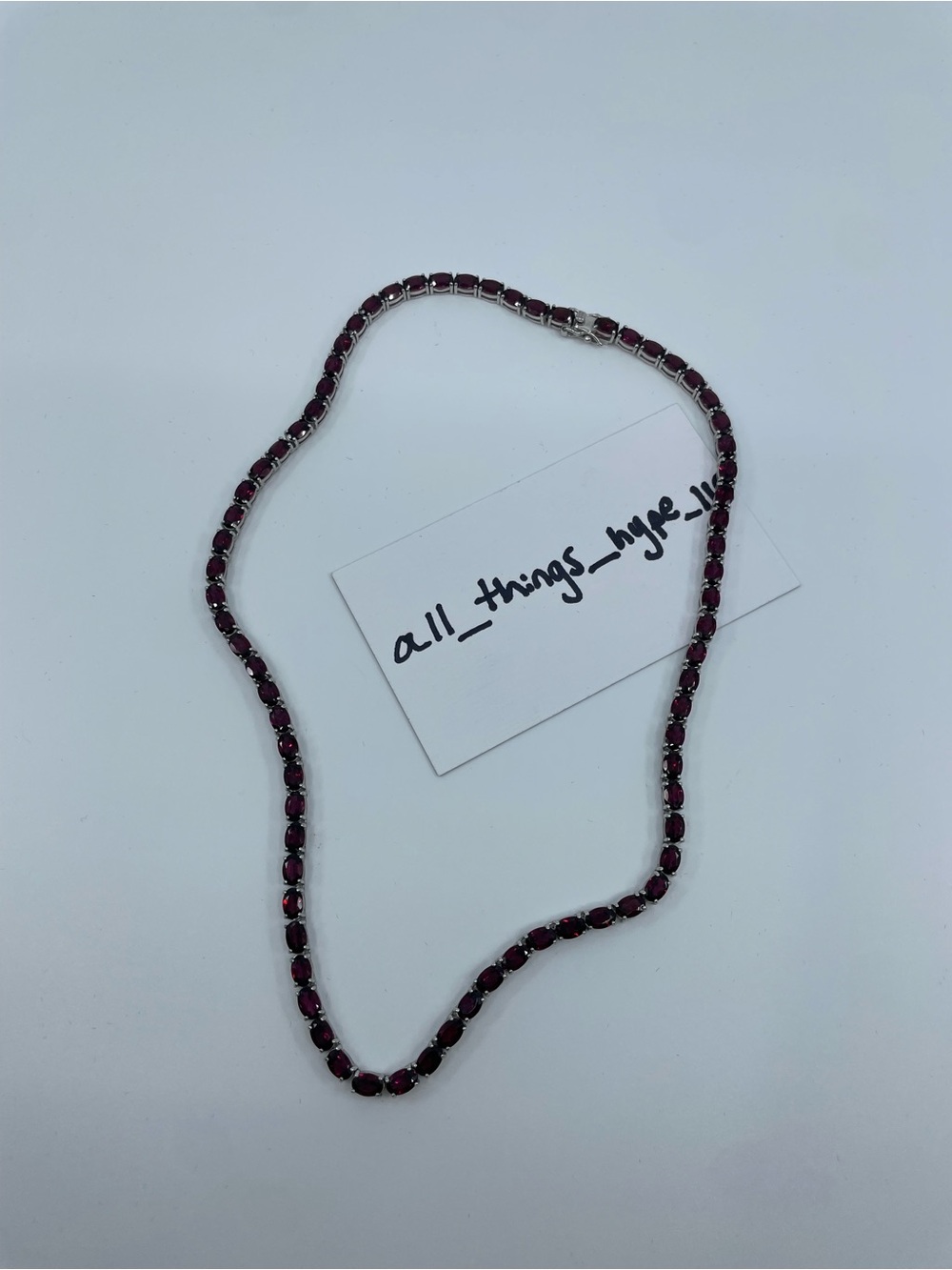 Rhodolite Garnet Tennis Necklace Platinum Plated .925 Silver 18” 41.61 Ctw